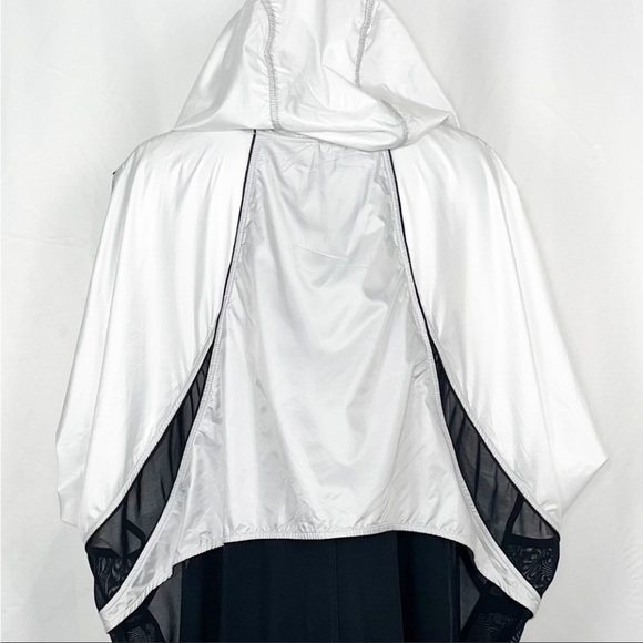 Koral B&W Front Zip &Pockets Lower Half Back Mesh Hooded Windbreaker Jacket SzXL - Picture 12 of 16